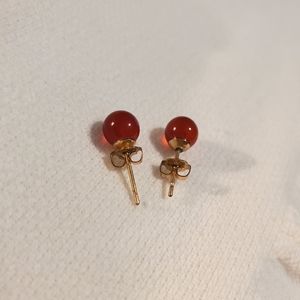 14K GF Red Jade Studs